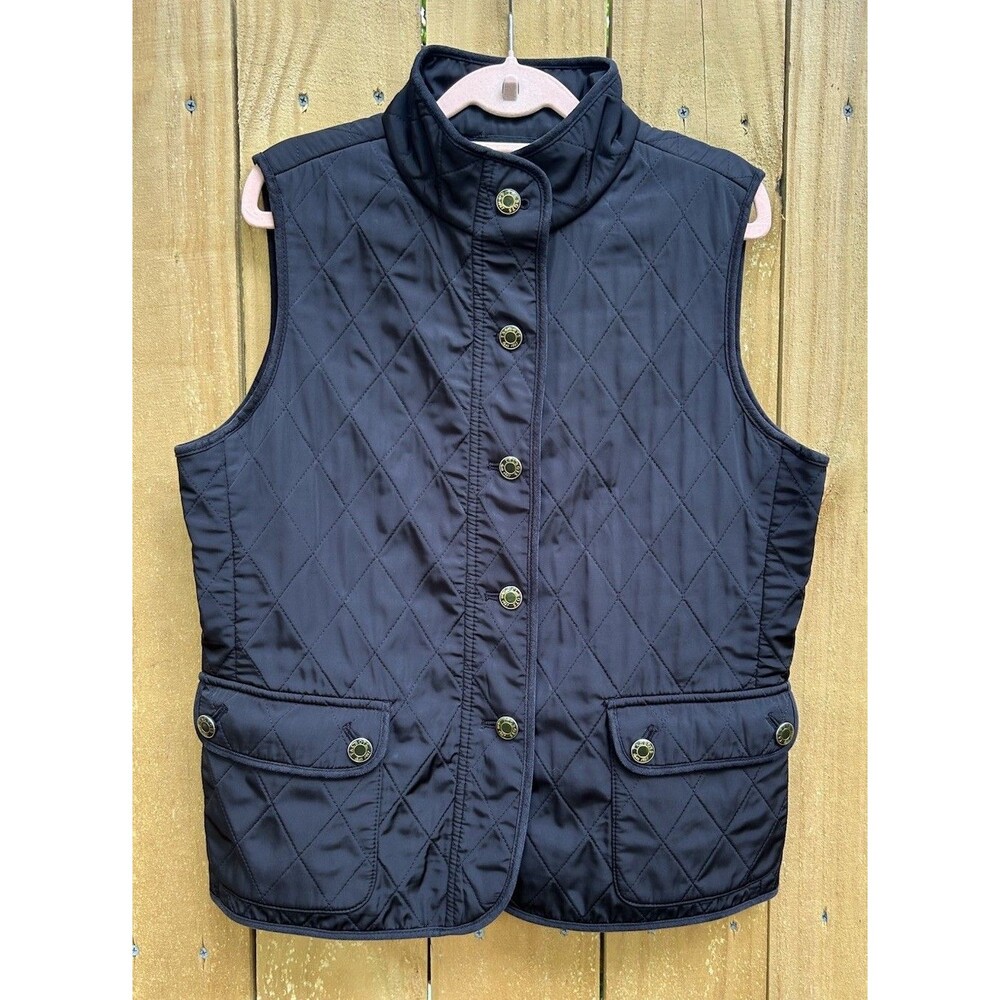 Talbots Quilted Puffer Vest MEDIUM Black Pockets
